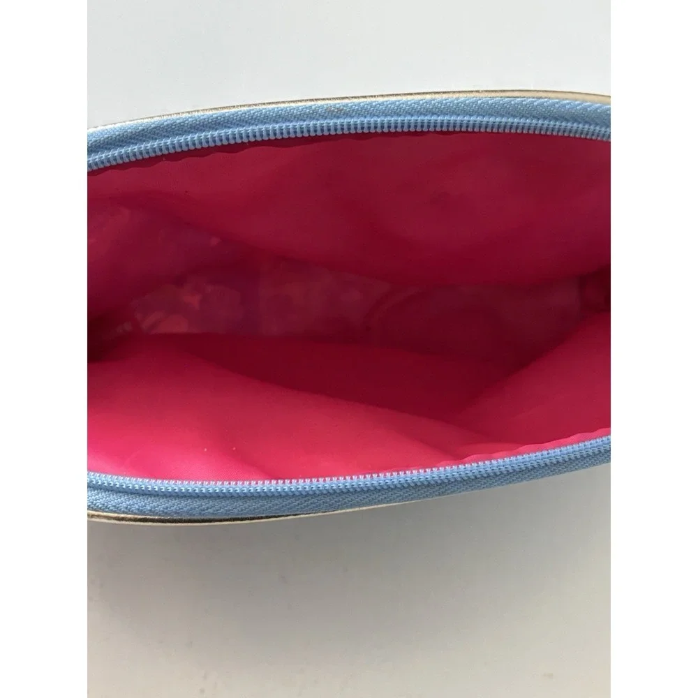Lilly Pulitzer for Estée Lauder Cosmetic bag pouch gold Zip Close Pink Lined